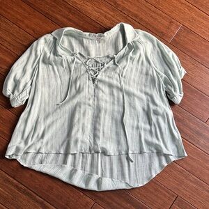Urban Outfitters Mint Green Lace-Up Peasant Blouse